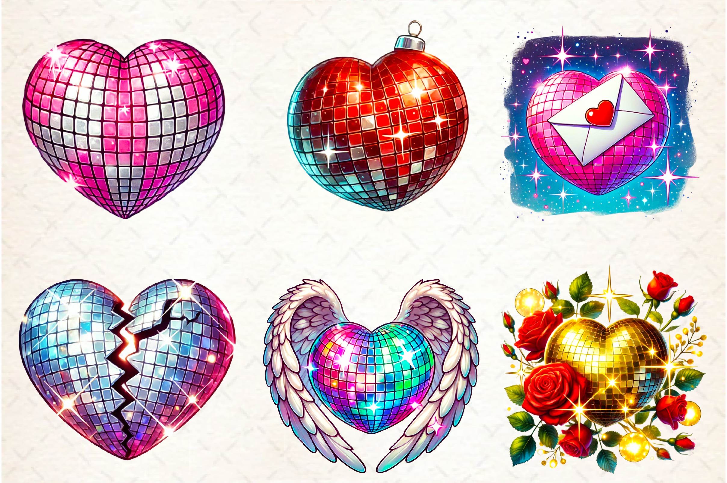 Valentines Day Disco Heart Clipart Bundle - CraftNest - Digital Crafting and Art