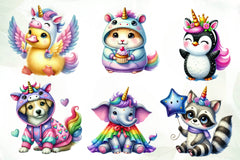 Unicorn Cute Animals Clipart Bundle - CraftNest - Digital Crafting and Art