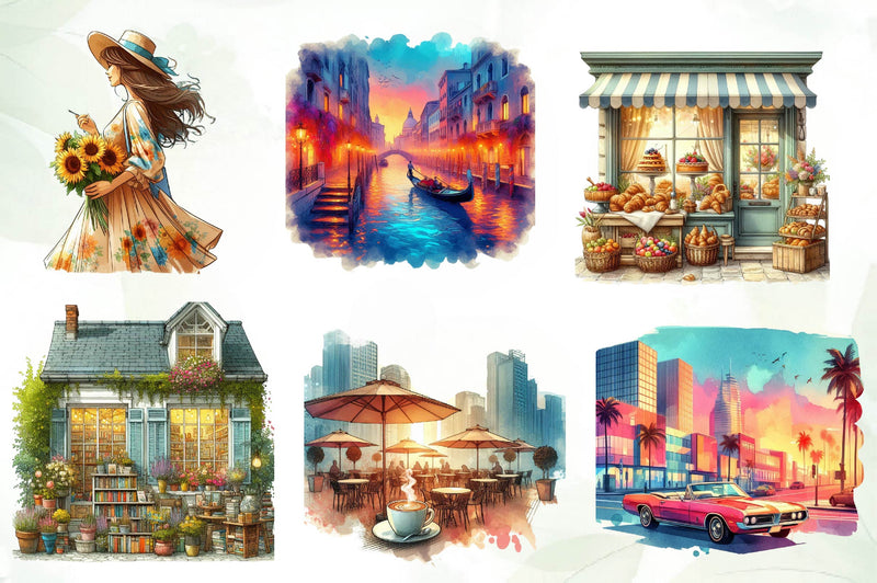 Summer City Clipart Bundle - CraftNest - Digital Crafting and Art