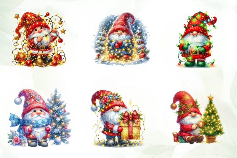 Glitter Festive Christmas Gnome Clipart Bundle - CraftNest - Digital Crafting and Art
