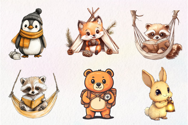 Camping Animals Clipart Bundle - CraftNest - Digital Crafting and Art