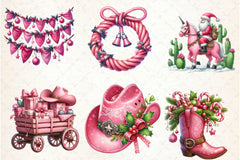 Pink Christmas Cowboy Clipart Bundle - CraftNest - Digital Crafting and Art