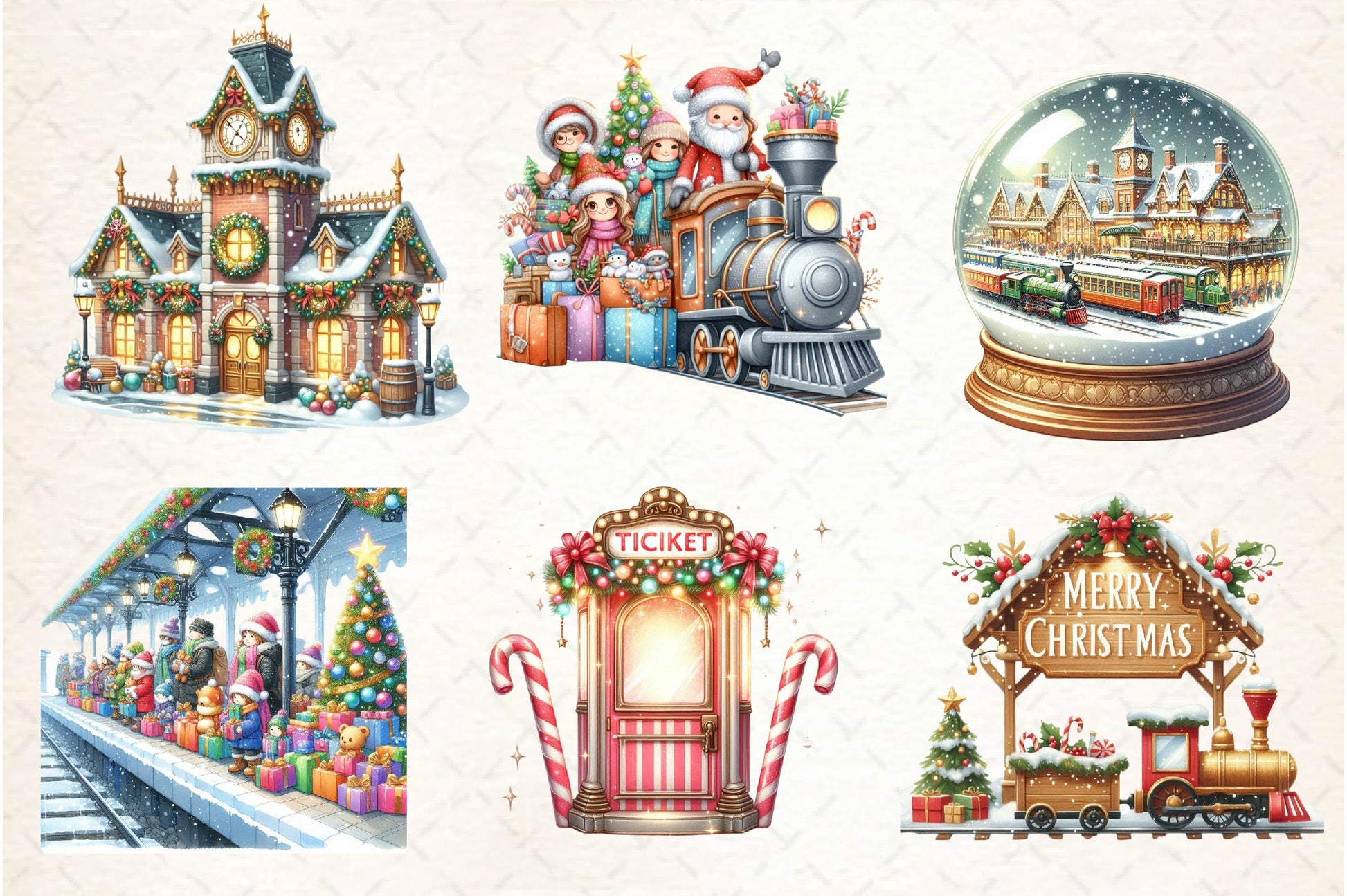 Christmas Train Station Clipart Bundle - CraftNest - Digital Crafting and Art