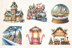Christmas Train Station Clipart Bundle - CraftNest - Digital Crafting and Art