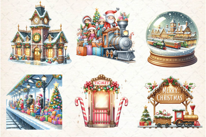 Christmas Train Station Clipart Bundle - CraftNest - Digital Crafting and Art