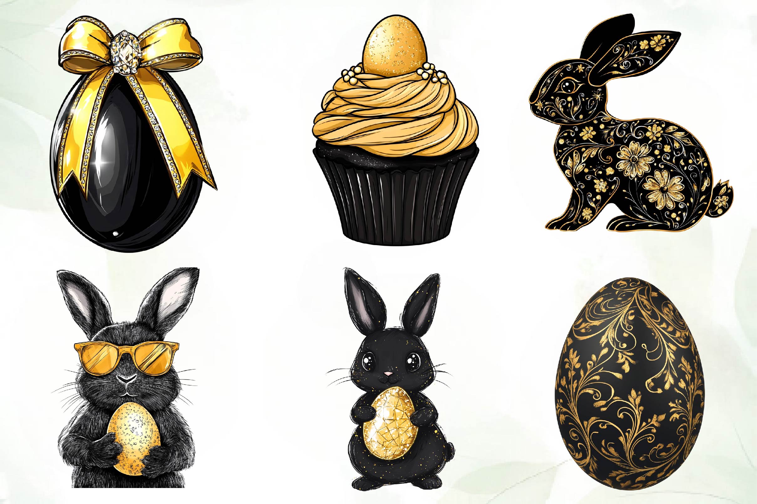 Glitter Luxury Black Easter Clipart Bundle 1 - CraftNest - Digital Crafting and Art
