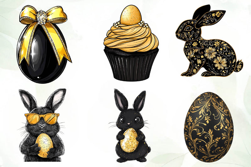 Glitter Luxury Black Easter Clipart Bundle 1 - CraftNest - Digital Crafting and Art