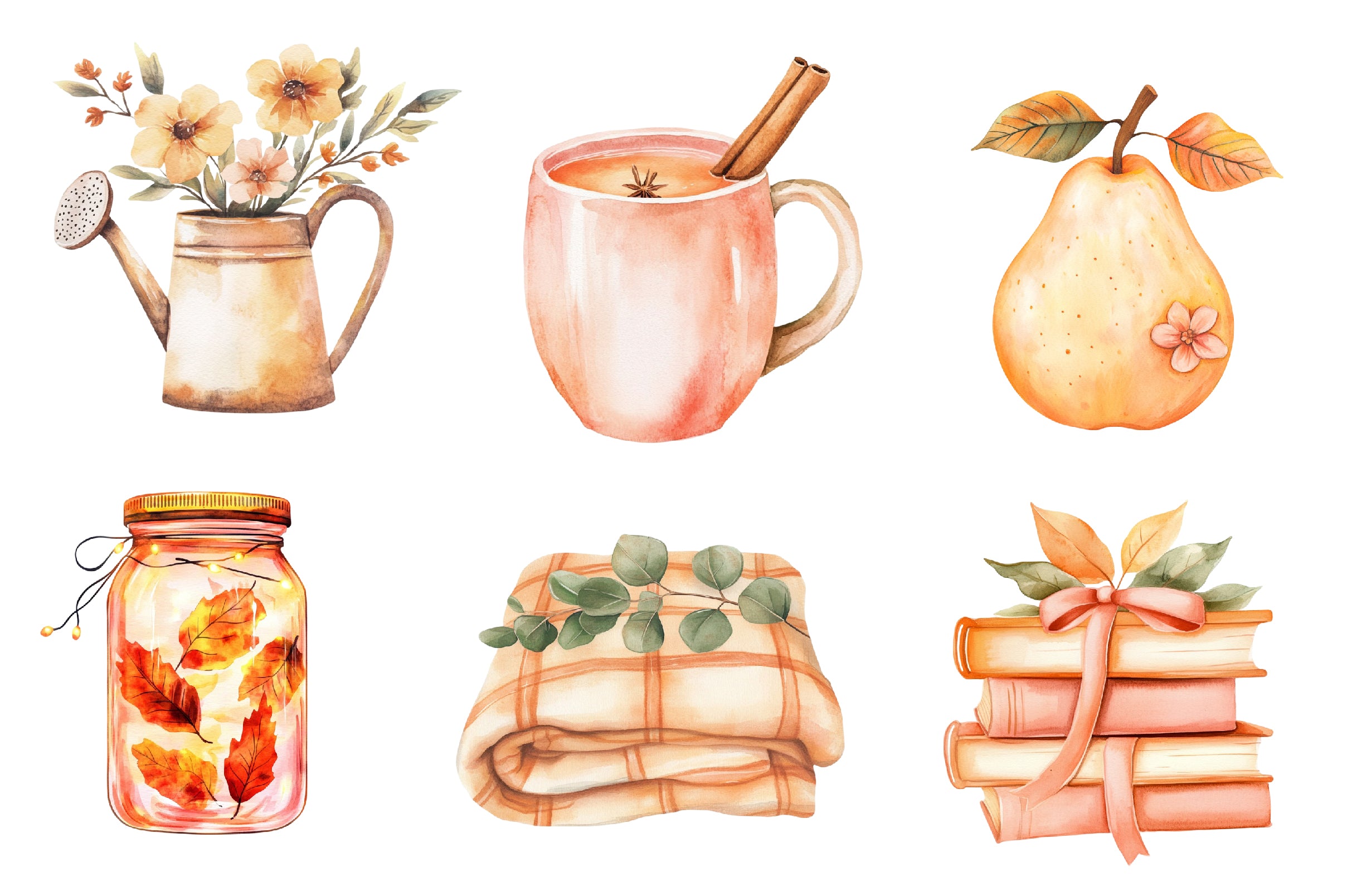 Peach Colored Autumn Clipart Bundle 1 - CraftNest - Digital Crafting and Art