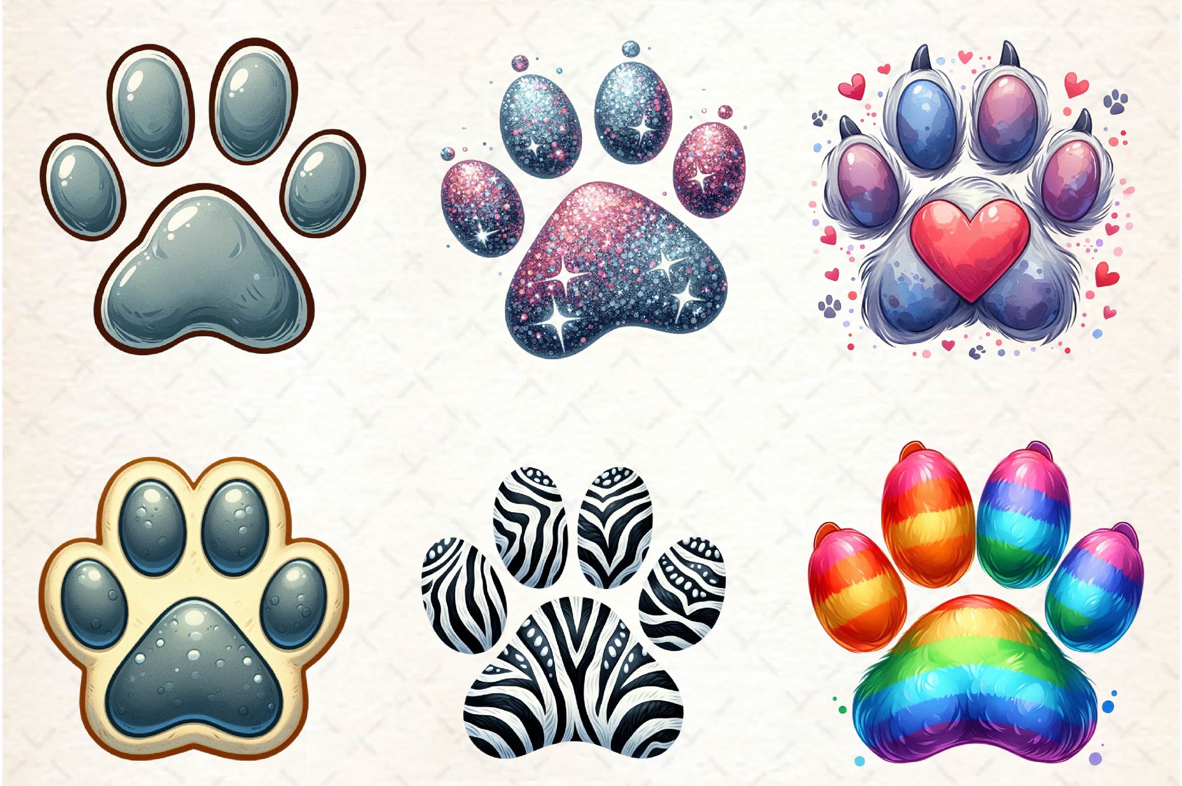 Colorful Animal Paw Print Clipart Bundle - CraftNest - Digital Crafting and Art