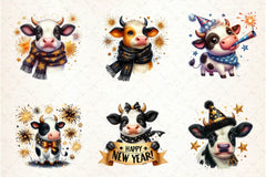 New Year Cow Clipart Bundle - CraftNest - Digital Crafting and Art