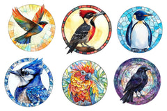 Round Stained Glass Birds Clipart Bundle - CraftNest - Digital Crafting and Art