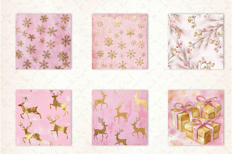 Pink And Gold Christmas Clipart Bundle - CraftNest - Digital Crafting and Art