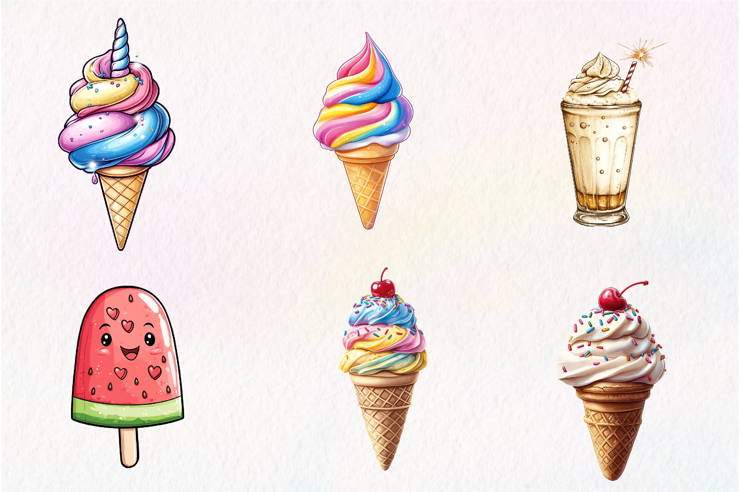 Colorful Summer Ice Cream Clipart Bundle - CraftNest - Digital Crafting and Art