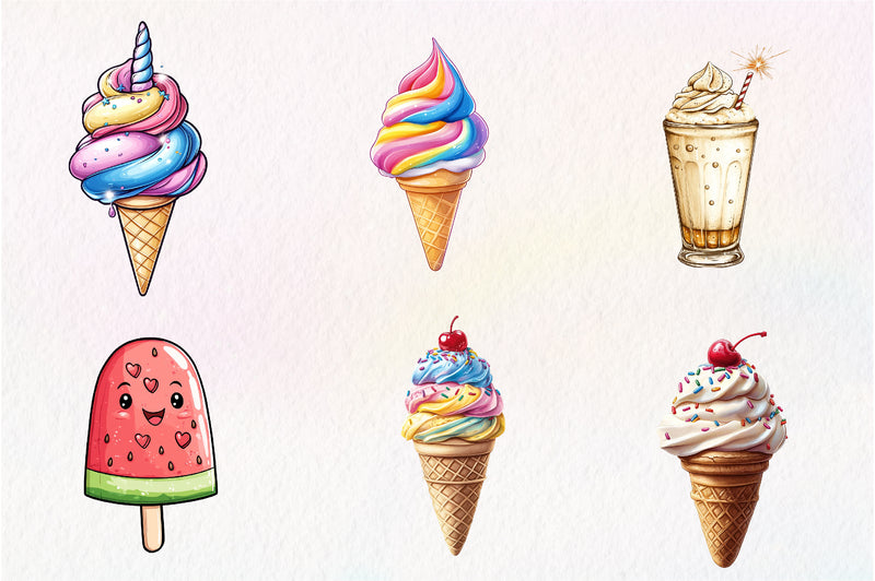 Colorful Summer Ice Cream Clipart Bundle - CraftNest - Digital Crafting and Art