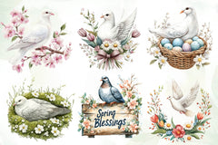 Spring White Doves Clipart Bundle - CraftNest - Digital Crafting and Art