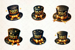 Black And Gold New Year Hat Clipart Bundle - CraftNest - Digital Crafting and Art