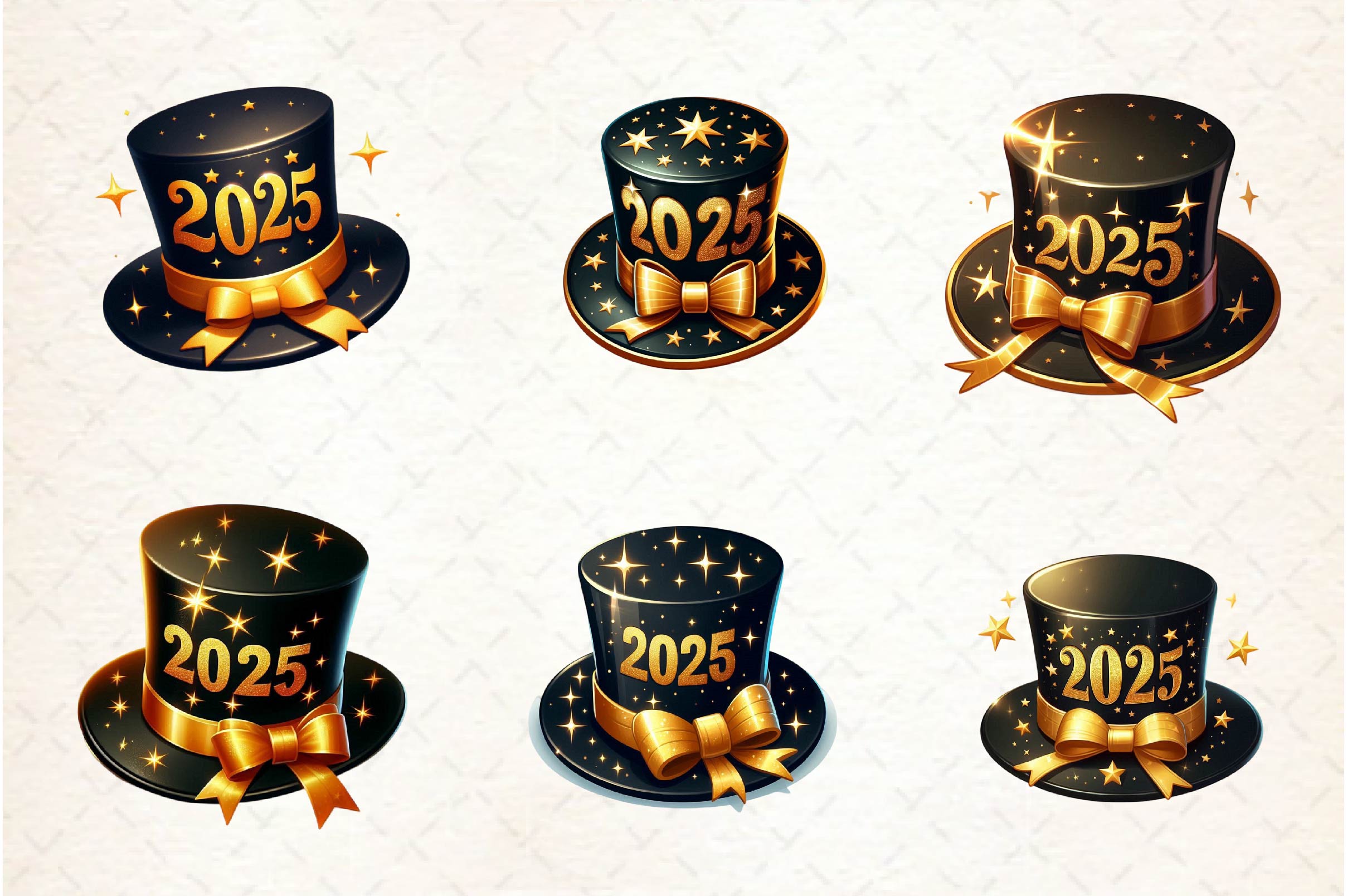 Black And Gold New Year Hat Clipart Bundle - CraftNest - Digital Crafting and Art