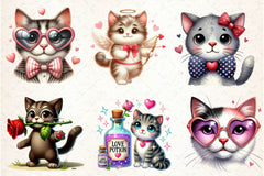Cute Cat Valentine Clipart Bundle - CraftNest - Digital Crafting and Art