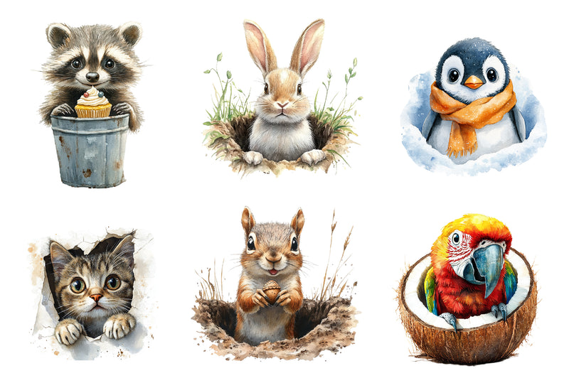 Funny Animals In Hole Clipart Bundle - CraftNest - Digital Crafting and Art