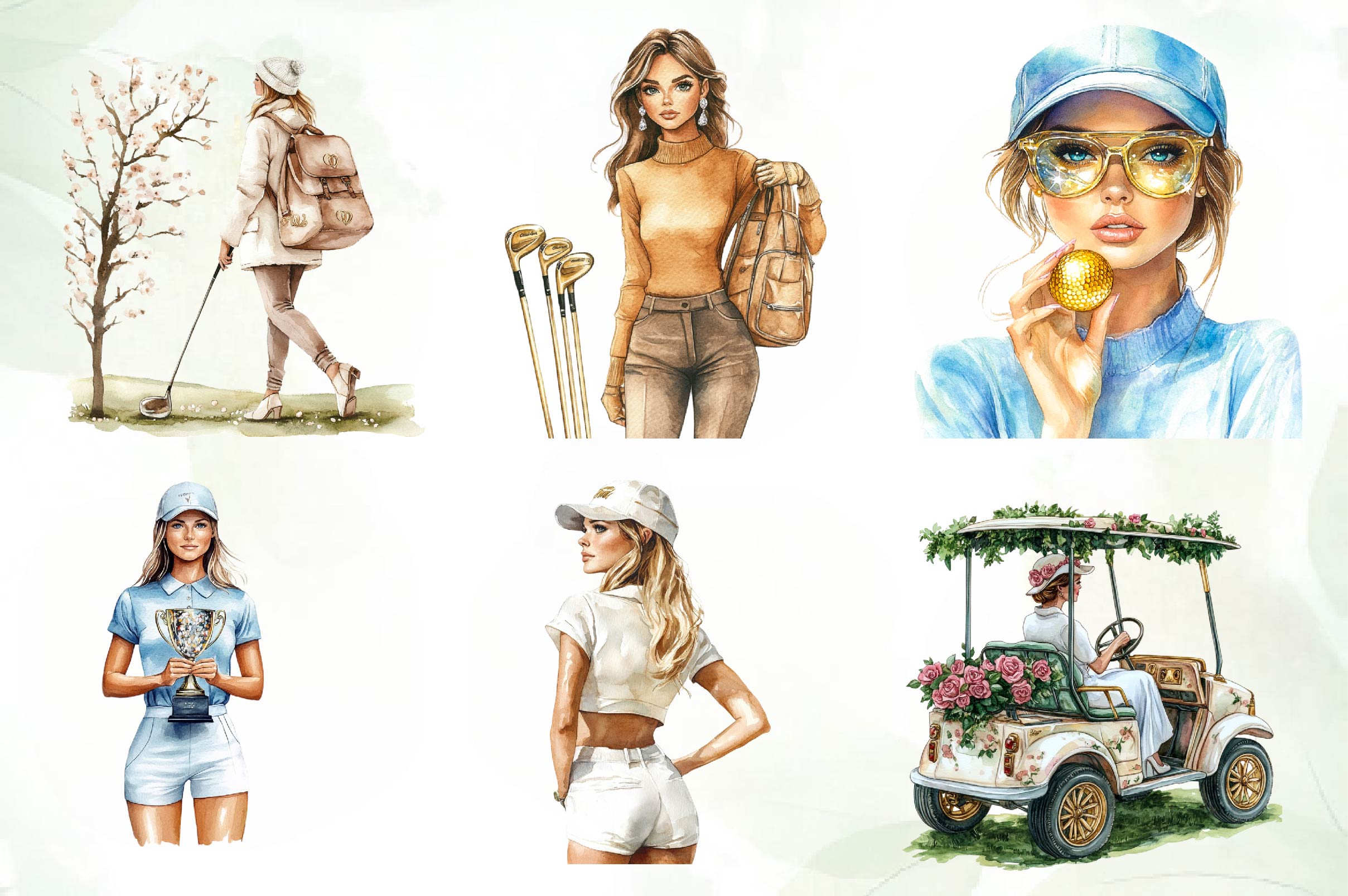 Luxury Golf Girl Clipart Bundle - CraftNest - Digital Crafting and Art