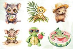 Cute Summer Safari Animals Clipart Bundle - CraftNest - Digital Crafting and Art