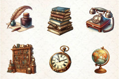 Antique Cozy Office Clipart Bundle - CraftNest - Digital Crafting and Art