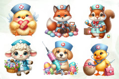 Cute Easter Nurse Animals Clipart Bundle - CraftNest - Digital Crafting and Art