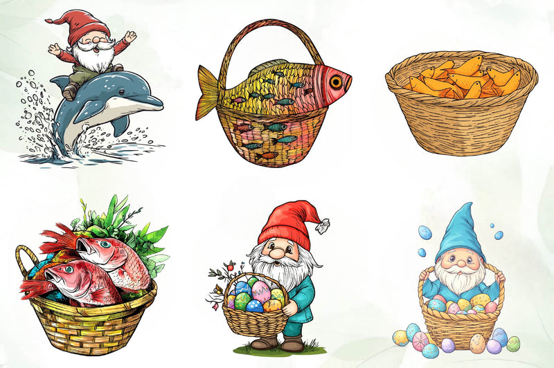 Summer Fish Basket Clipart Bundle - CraftNest - Digital Crafting and Art