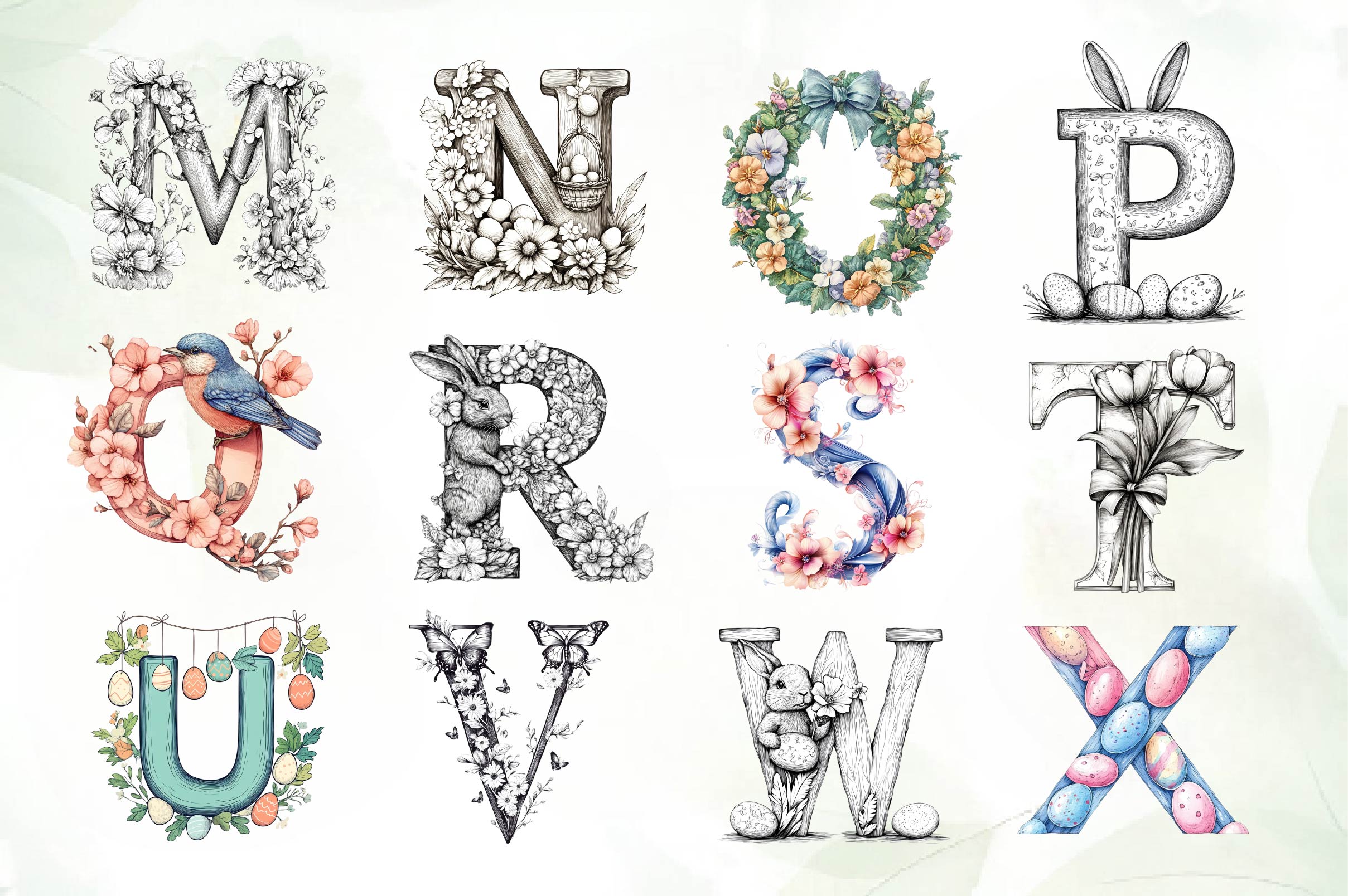 Easter Alphabet Clipart Bundle - CraftNest - Digital Crafting and Art