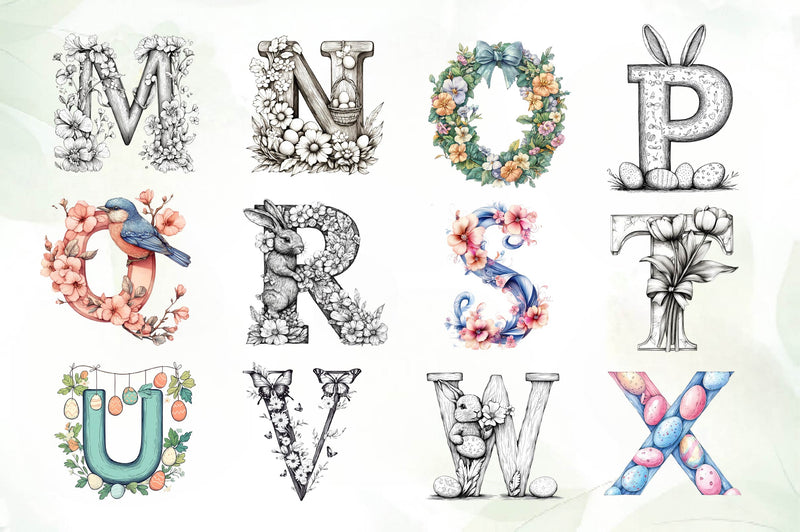Easter Alphabet Clipart Bundle - CraftNest - Digital Crafting and Art