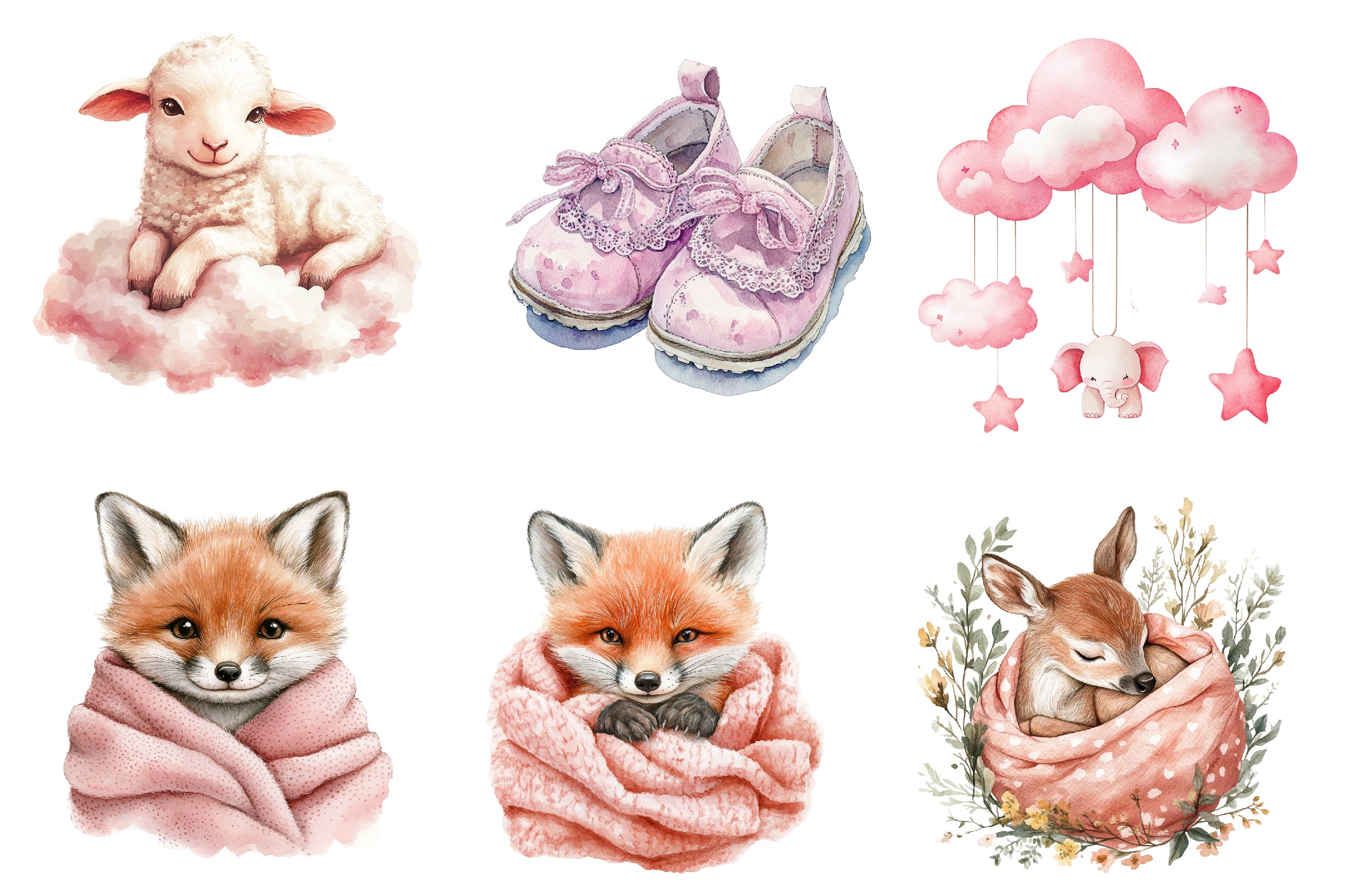 Pink Baby Girl Nursery Clipart Bundle 1 - CraftNest - Digital Crafting and Art