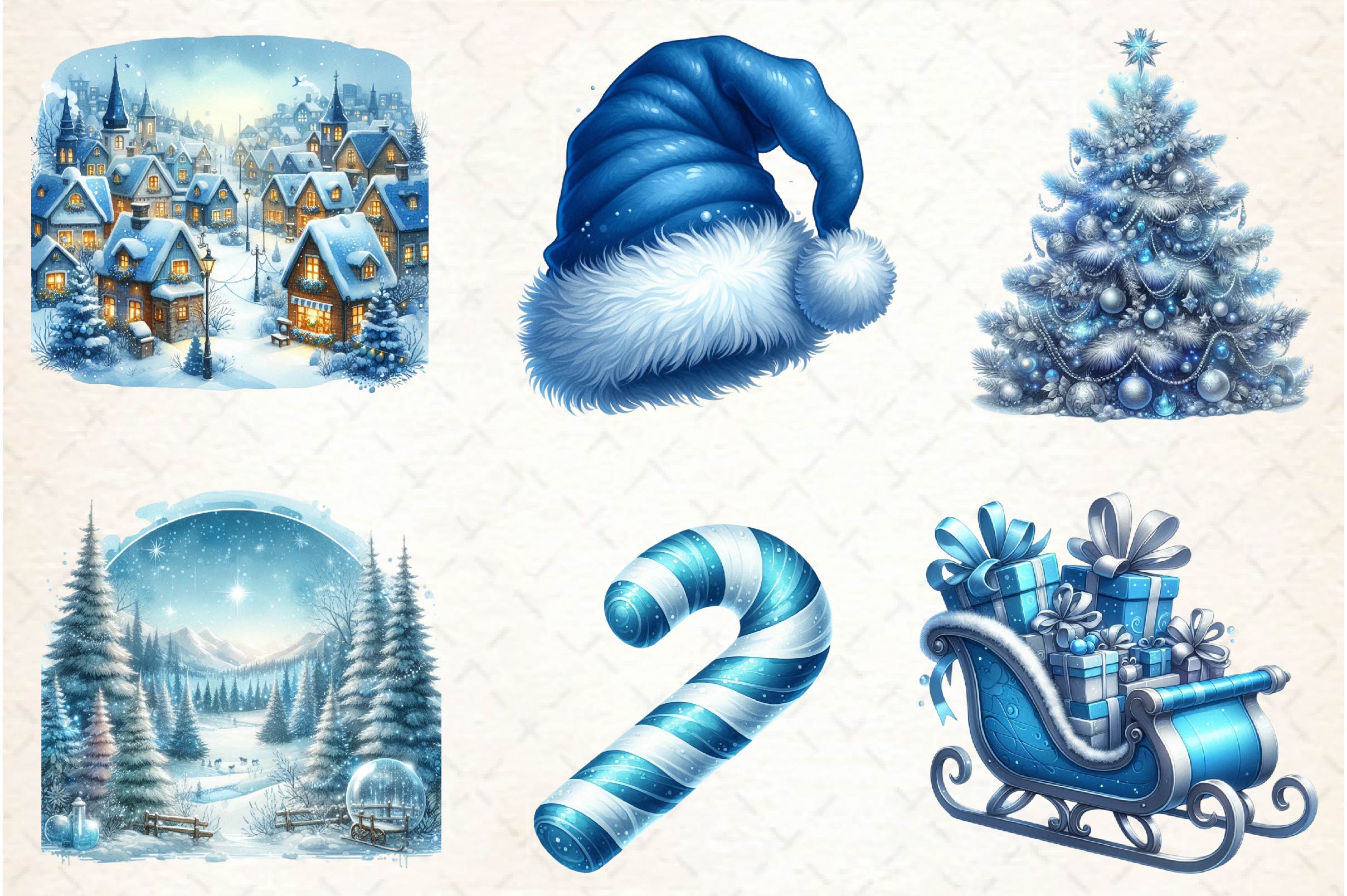 Blue Christmas Clipart Bundle - CraftNest - Digital Crafting and Art