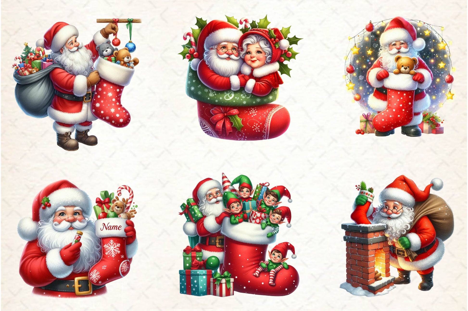 Christmas Stocking Santa Clipart Bundle - CraftNest - Digital Crafting and Art