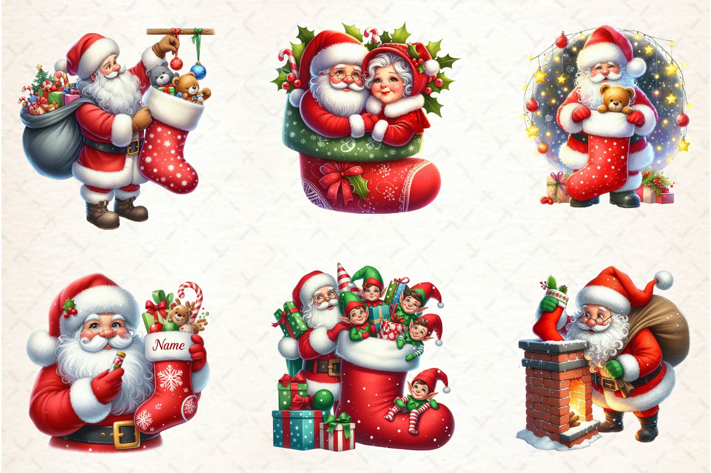 Christmas Stocking Santa Clipart Bundle - CraftNest - Digital Crafting and Art