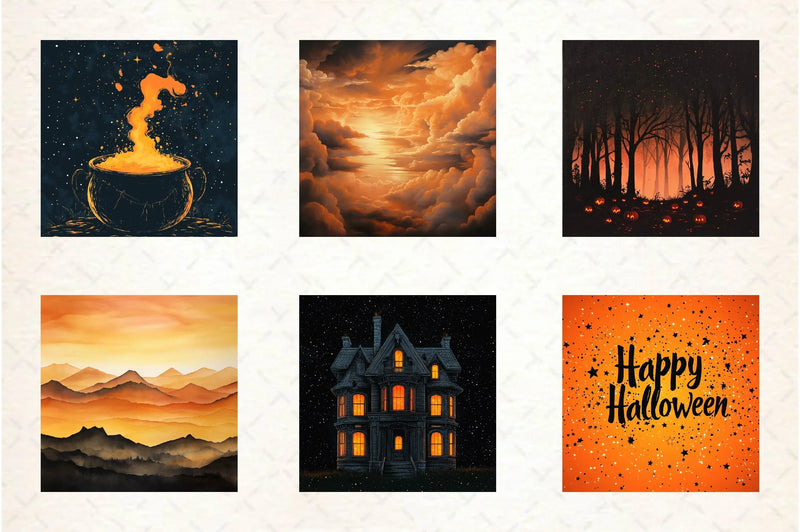 Orange And Black Halloween Background Clipart Bundle - CraftNest - Digital Crafting and Art