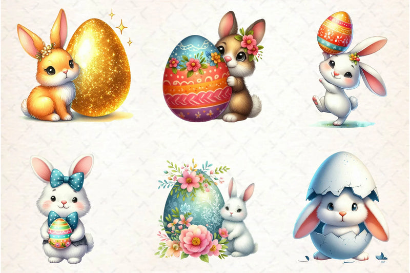 Easter Bunny With Egg Clipart Bundle - CraftNest - Digital Crafting and Art