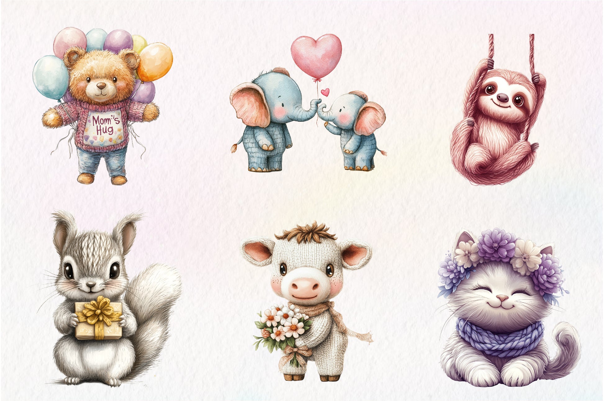 Kawaii Knitted Animals Mother's Day Clipart Bundle - CraftNest - Digital Crafting and Art