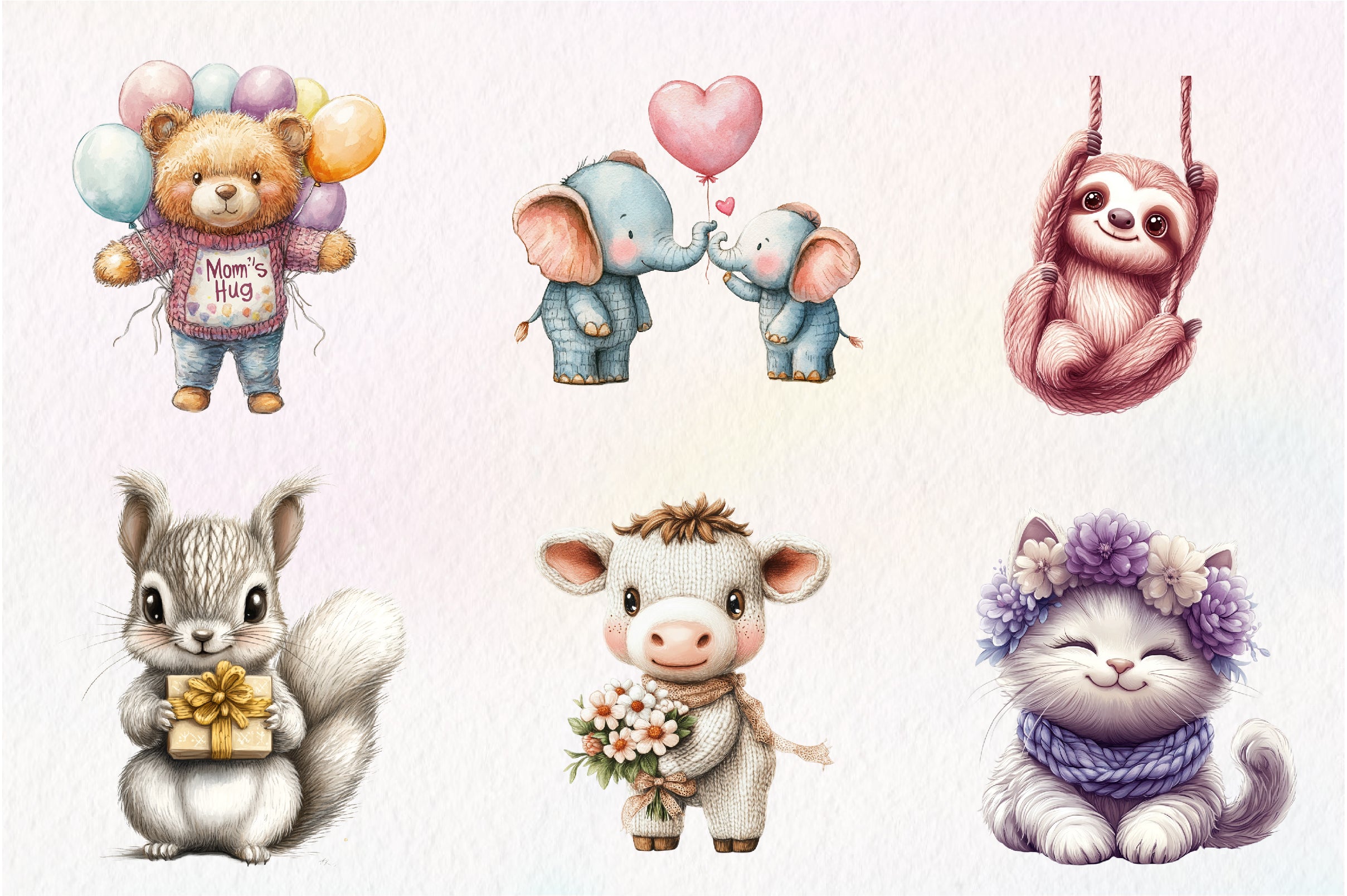 Kawaii Knitted Animals Mother's Day Clipart Bundle - CraftNest - Digital Crafting and Art