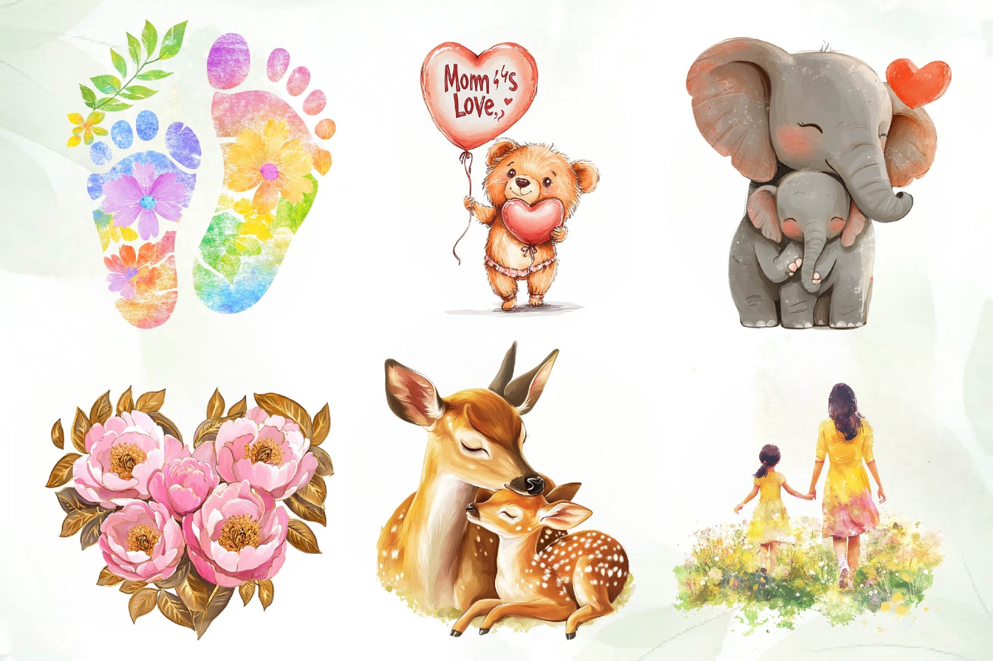 Hand Painted Mothers Day Clipart Bundle - CraftNest - Digital Crafting and Art