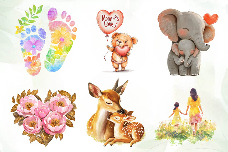 Hand Painted Mothers Day Clipart Bundle - CraftNest - Digital Crafting and Art