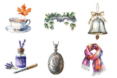 Silver Vintage Aesthetic Autumn Clipart Bundle - CraftNest - Digital Crafting and Art