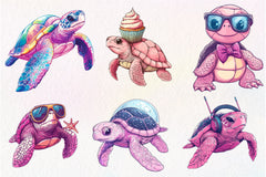 Pink Sea Turtle Clipart Bundle - CraftNest - Digital Crafting and Art