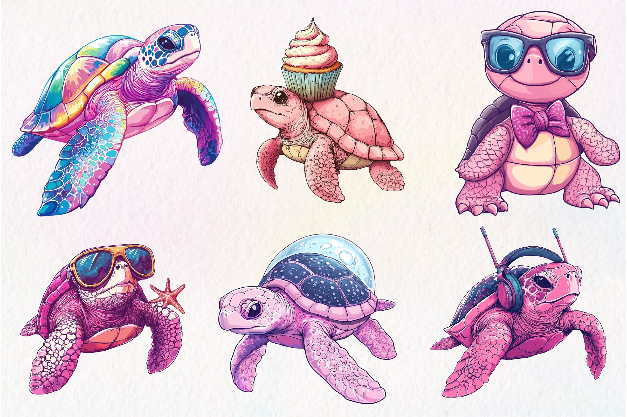 Pink Sea Turtle Clipart Bundle - CraftNest - Digital Crafting and Art