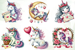 Cute Valentines Day Unicorn Clipart Bundle - CraftNest - Digital Crafting and Art