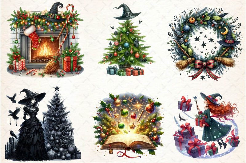 Christmas Witches Clipart Bundle - CraftNest - Digital Crafting and Art