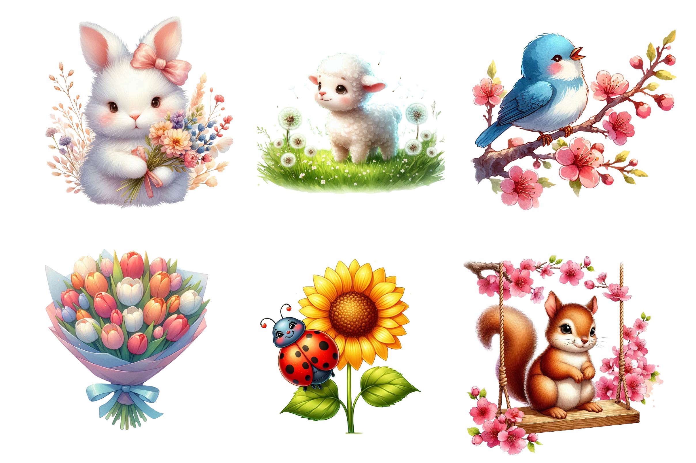 Happy Spring Water Color Clipart Bundle - CraftNest - Digital Crafting and Art