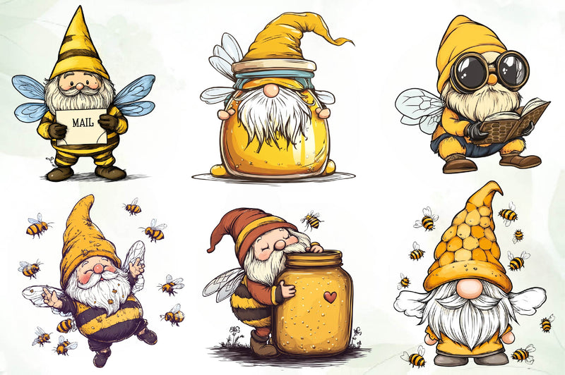 Bee Gnome Clipart Bundle - CraftNest - Digital Crafting and Art