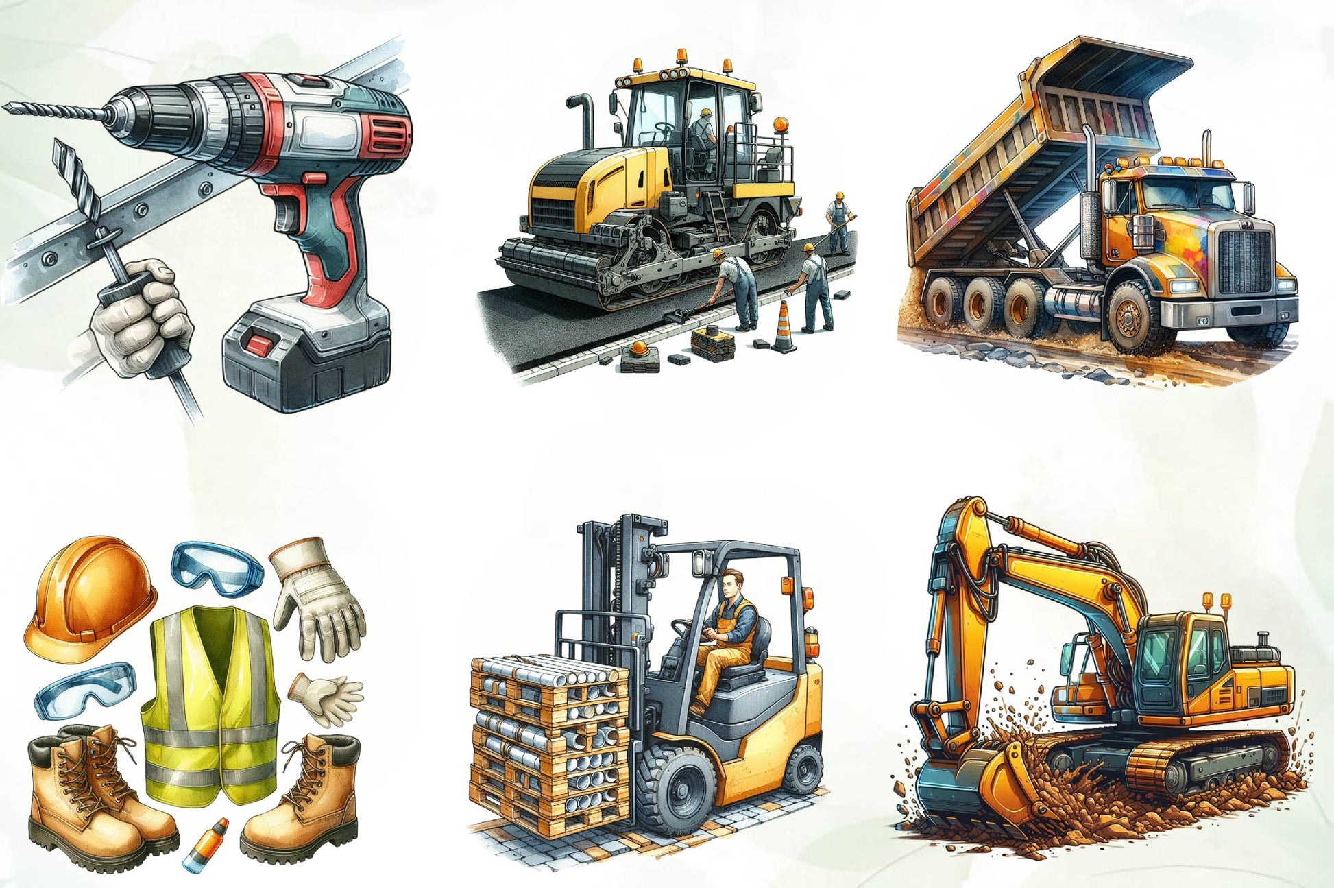 Construction Vehicle And Element Clipart Bundle - CraftNest - Digital Crafting and Art
