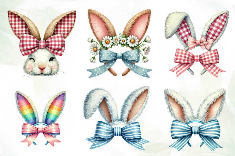Easter Bunny Ear Coquette Bow Clipart Bundle - CraftNest - Digital Crafting and Art