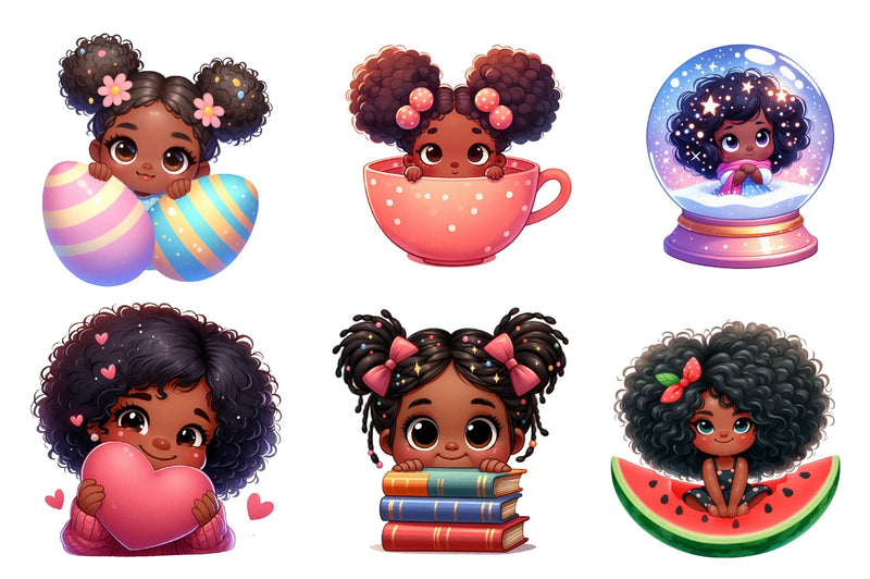 Peeking Black Girls Clipart Bundle - CraftNest - Digital Crafting and Art